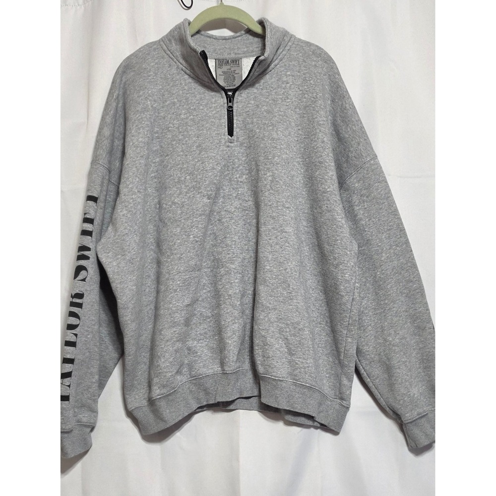 Taylor Swift The Eras Tour Quarter Zip Pullover Gray Sweatshirt XL Graphic Back